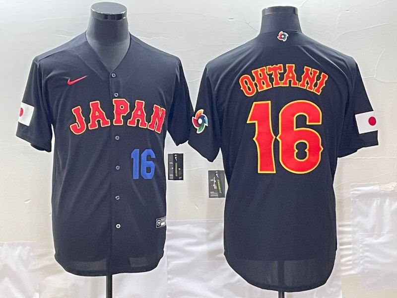 Men 2023 World Cub Japan #16 Ohtani Black Nike MLB Jersey5->more jerseys->MLB Jersey